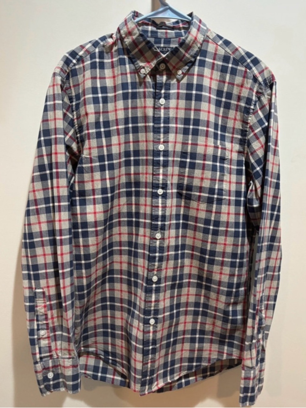 J. Crew Plaid Button-Down Shirt in Navy, Red & White